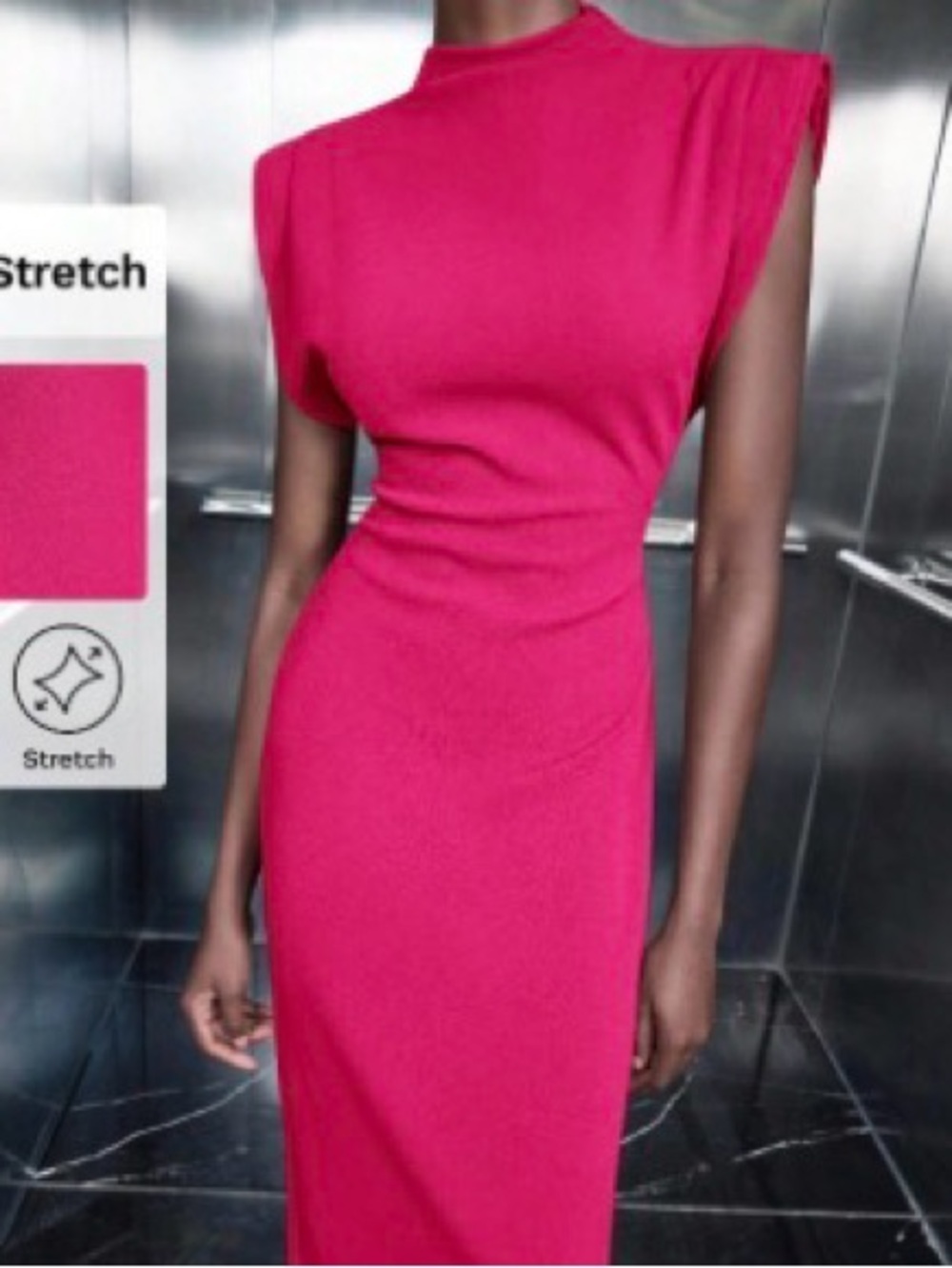 SHEIN Vibrant Hot Pink Sleeveless Midi Dress